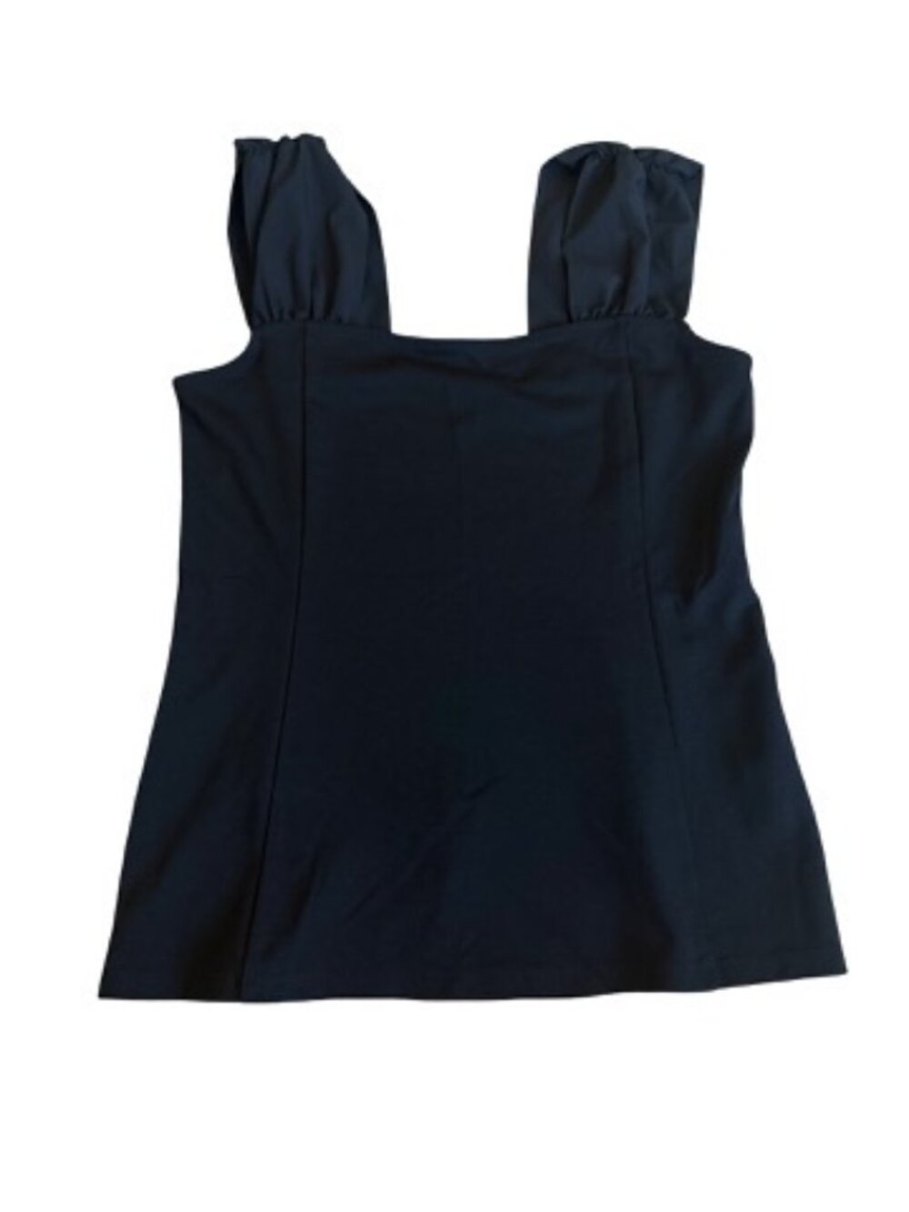 Ann Taylor Black Square Neck Ruched Strap Tunic Top A Line Shirt Small Women's